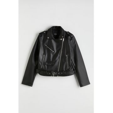Jacheta biker de piele sintetica
