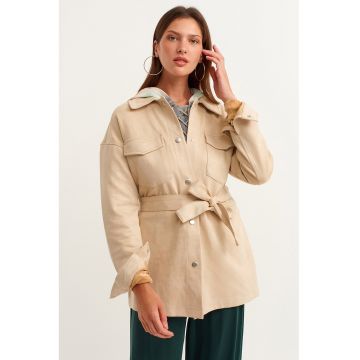 Jacheta-camasa cu capse si cordon asortat