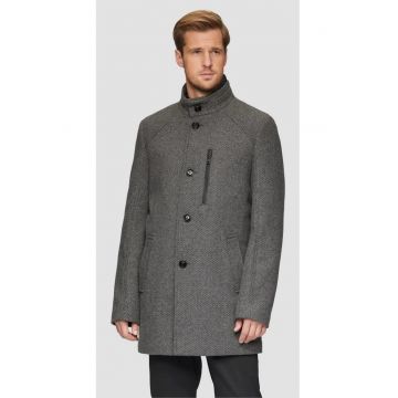 Palton barbatesc - dublu - 2 buzunare inclinate - Croiala normala -  Gri inchis
