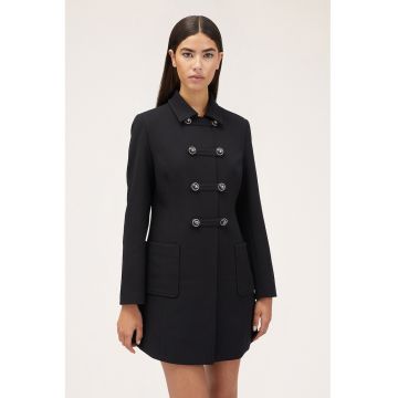 Palton midi cu doua randuri de nasturi - Negru