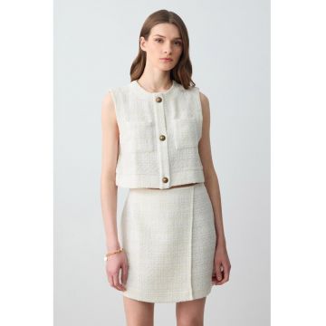 Vesta crop cu buzunare pe piept