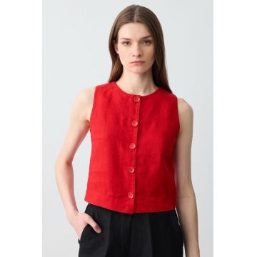 Vesta din in cu nasturi