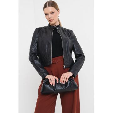 Jacheta biker cu fermoar