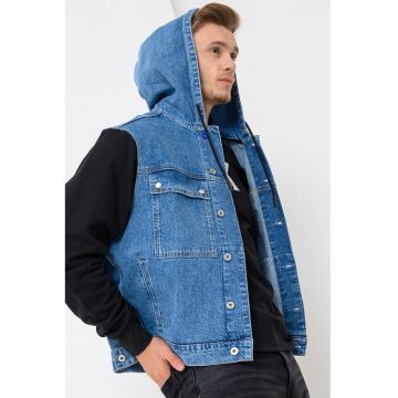 Jacheta de denim cu gluga 2in1