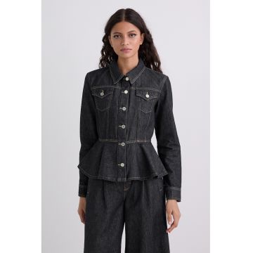 Jacheta din denim cu buzunare aplicate