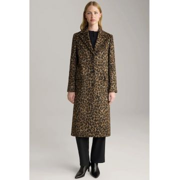 Palton animal-print cu buzunare frontale