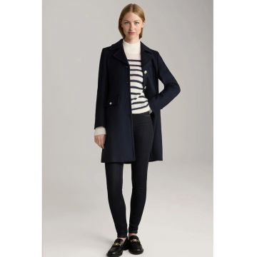 Palton cu buzunare frontale și închidere la un singur rând de nasturi JP1 - Albastru