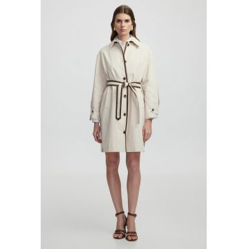 Palton din bumbac cu nasturi - Crem