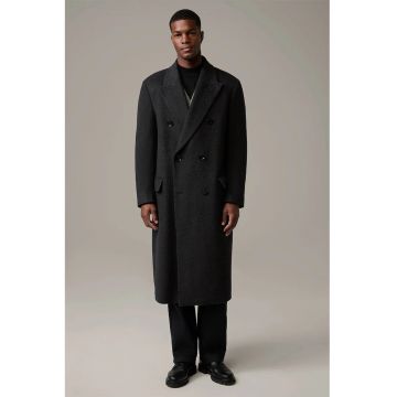 Palton lung cu inchidere la doua randuri de nasturi - Gri