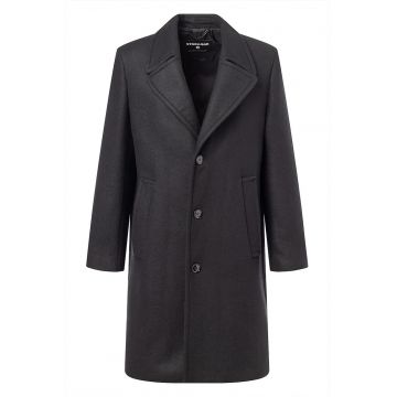 Palton lung cu inchidere printr-un singur rand de nasturi - Negru