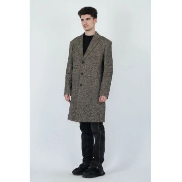 Palton lung - regular fit cu buzunare frontale - Bej