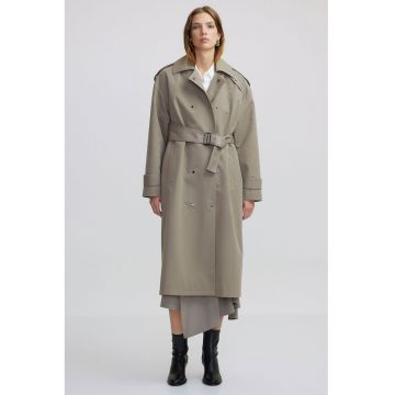 Palton lung supradimensionat - Maro taupe