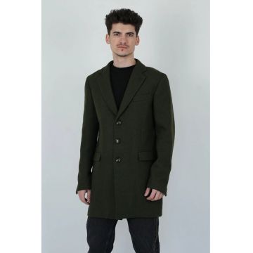 Palton regular fit cu buzunare frontale - Verde