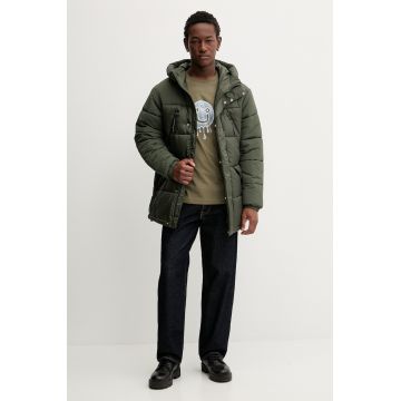 Tommy Jeans geacă culoarea verde, de iarnă, oversize, DM0DM22249
