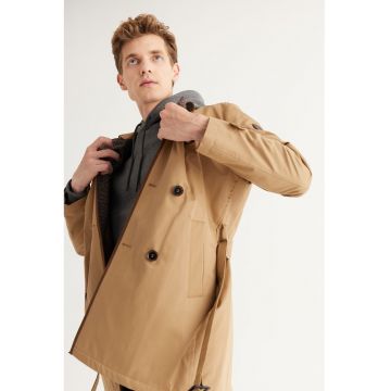 Trenci cu doua randuri de nasturi - Bej