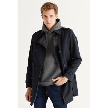 Trenci cu doua randuri de nasturi - Bleumarin