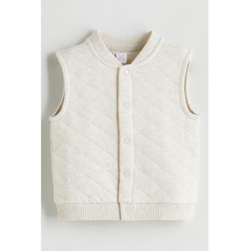 Vesta cu guler baseball - Alb fildes