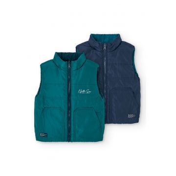 Vesta reversibila cu fermoar - Verde aquamarin/Bleumarin