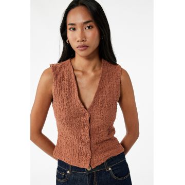 Vesta texturata cu decolteu in V