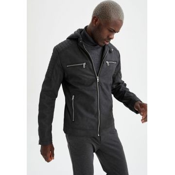 Jacheta biker slim fit din piele ecologica Jacheta biker slim fit din piele ecologica
