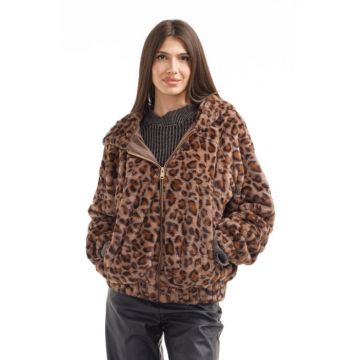 Geaca din blanita artificiala animal print