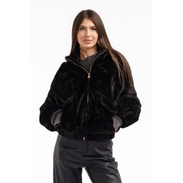 Geaca din blanita artificiala neagra