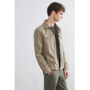 Haina scurta regular fit cu guler - Maro nisip