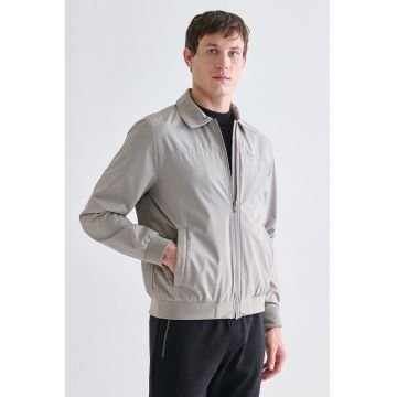 Jacheta cu buzunar interior si fermoar - Gri deschis