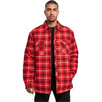 Jacheta-camasa cu model in carouri si buzunare pe piept - Rosu/Negru