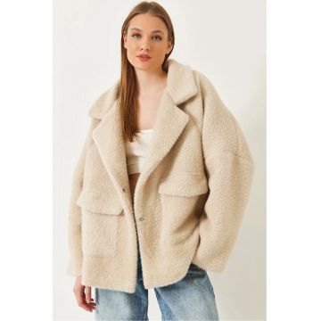 Palton dama -  Poliester/Bumbac - Bej -