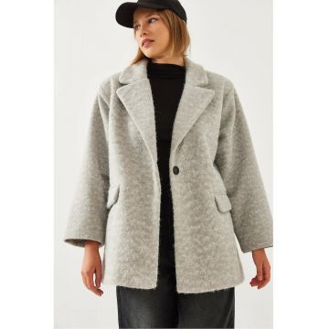 Palton dama -  Supradimensionat - Gri - Fleece