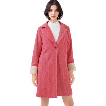 Palton pentru dama - HiCCUP - Lana/Acril - Rosu