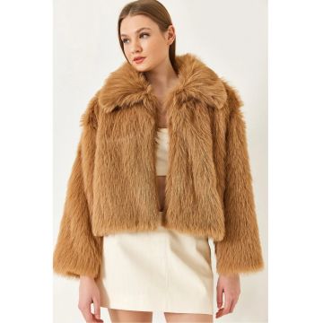 Palton scurt -  Maro - Blana artificiala