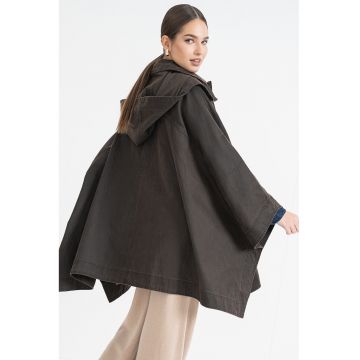 Poncho de denim cu gluga