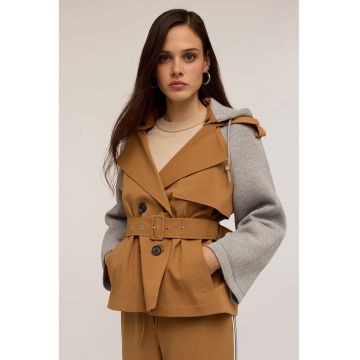 Trenci 2-in-1 cu gluga detasabila