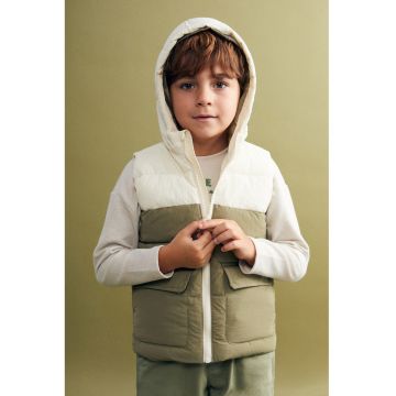 Vesta colorblock cu gluga