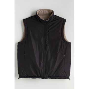 Vesta reversibila cu guler mediu - Negru/Maro deschis