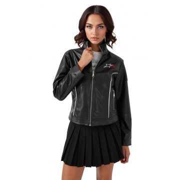 Geaca dama -  din piele ecologica - negru Geaca dama -  din piele ecologica - negru