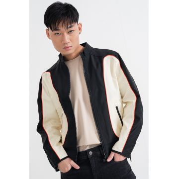 Jacheta cu model in doua tonuri J-Blink - Negru/Crem