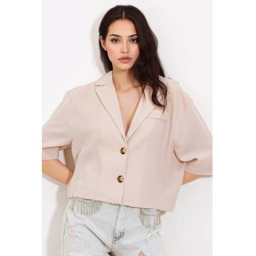 Jacheta texturata HiCCUP cu guler camasa - alb - poliester