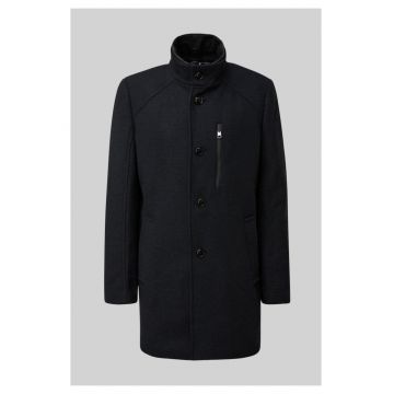 Palton barbati din amestec de lana - cu dubla inchidere - Bleumarin inchis - Bleumarin inchis