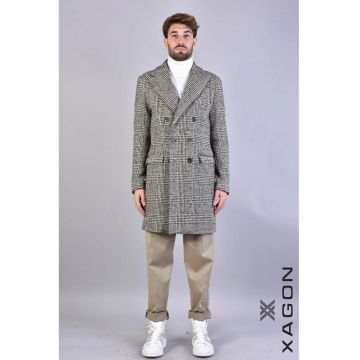 Palton cu imprimeu in dungi - Bej