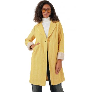 Palton dama - HiCCUP - Galben - Lana/Acril