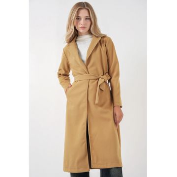 Palton dama -  Poliester/Bumbac - Galben mustar