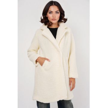 Palton dama - HiCCUP - Supradimensionat - Ecru - Poliester