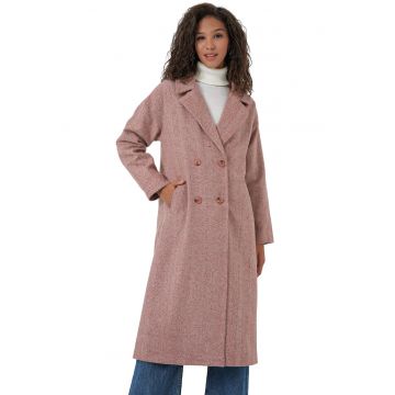 Palton dama - HiCCUP - Supradimensionat - Roz - Lana/Acril