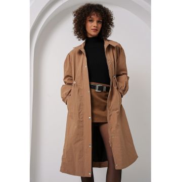 Palton dama  trench lung cu captuseala - textil - Camila Maro -