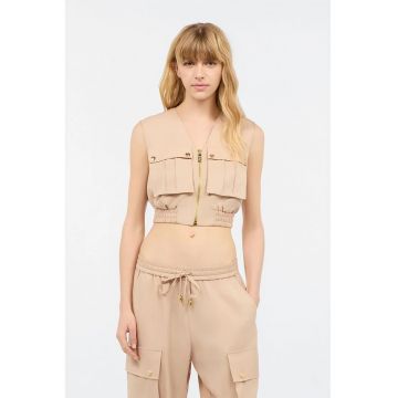 Vesta crop cu fermoar si elastic in talie
