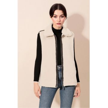 Vesta dama HiCCUP - blana artificiala - alb