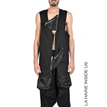 Vesta lunga cu fermoar aplicat - Negru